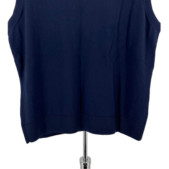 Brooks Brothers Navy Super Fine Merino Wool Sleeveless Sweater Vest Knit size L - Picture 3 of 9